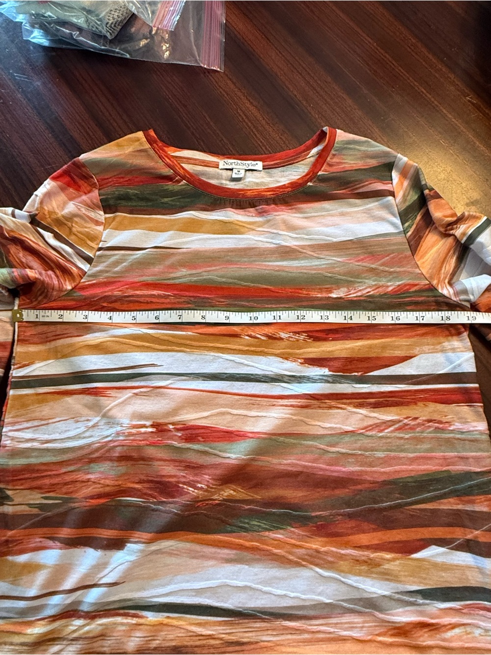 NorthStyle Watercolor Print Crew Neck Multicolor Top Womens M 3/4 Sleeve - Picture 5 of 6